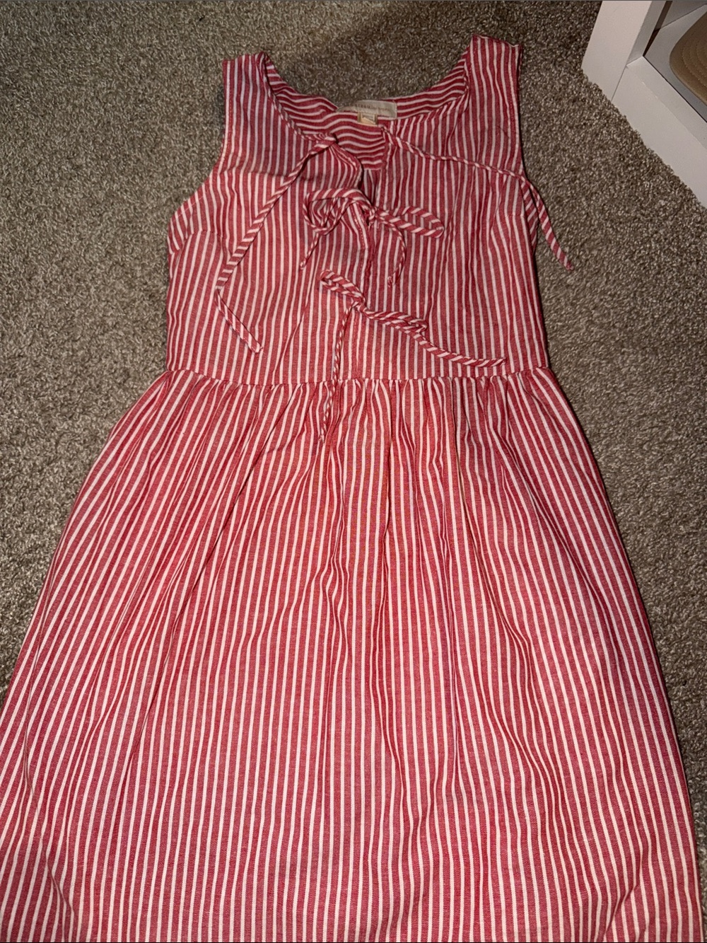 Red and White Striped Tie-Front Dress